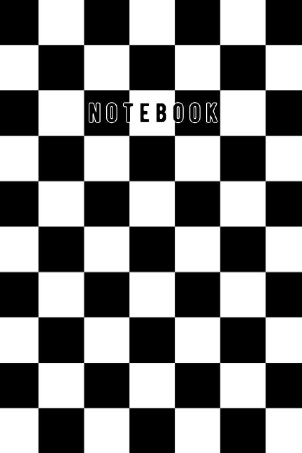 Notebook: Black White Checkerboard Pattern Lined Journal & Diary for Writing Taking Notes (6"X9", 120 Pages) With Numbered Page Interior