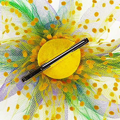 Image of DRESHOW Fascinators Hat Flower Mesh Ribbons Feathers on a Headband and a Clip Tea Party Headwear for Girls and Women