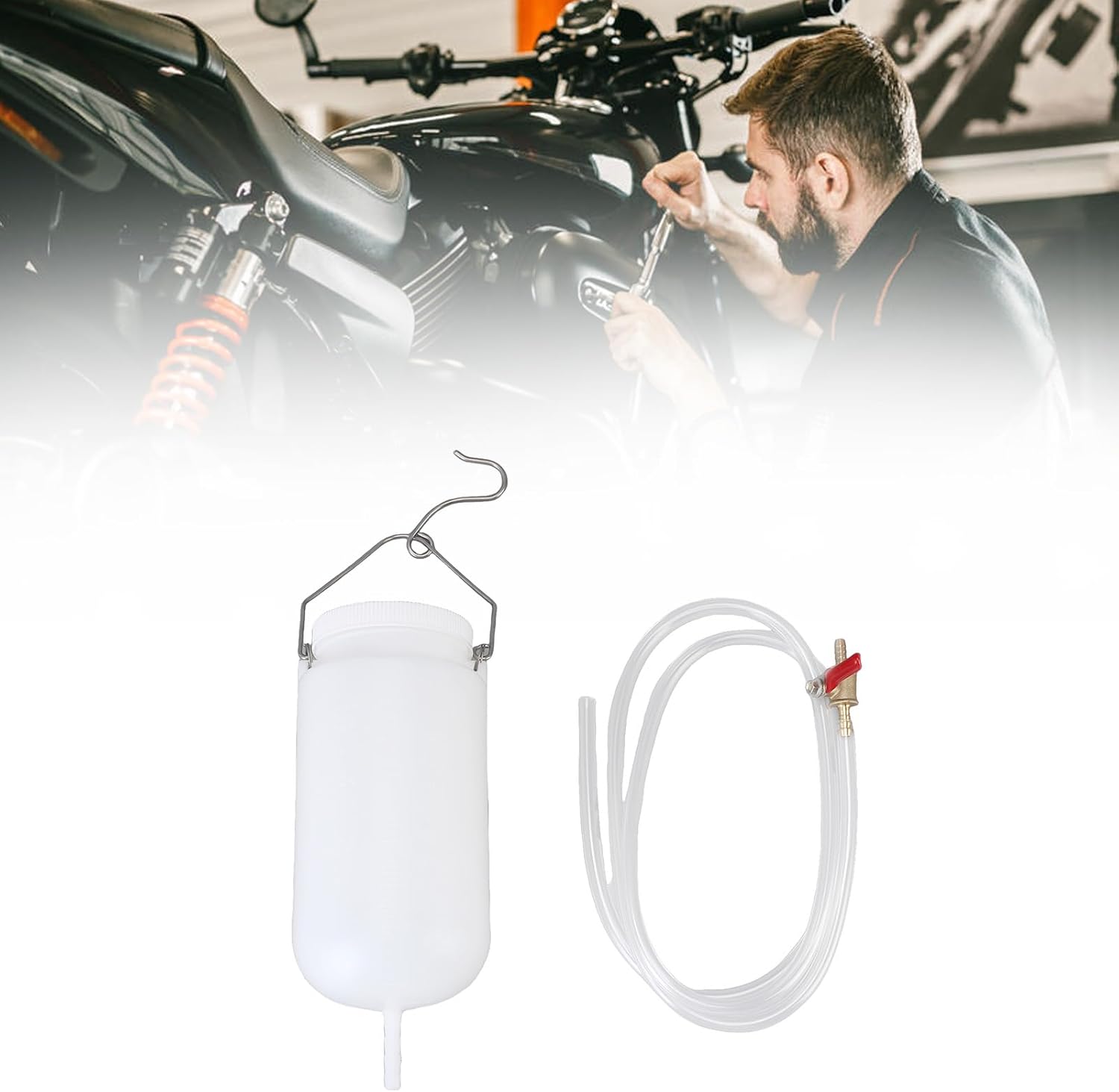 Denash Motorcycle Auxiliary Fuel Tank,Auxiliary Gas Fuel Tank Universal Motorcycle Gas Tank Repair Tool Kit,Auxiliary Fuel Tank with Fuel Hose and Cut Off Valve