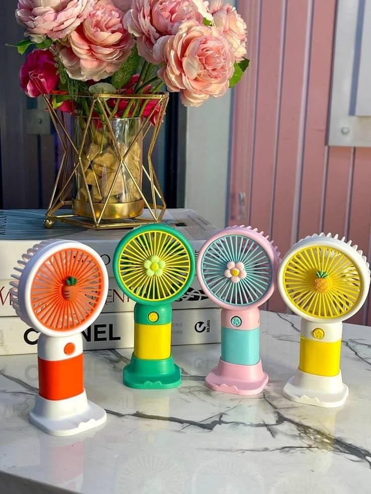 Premium Mini Korean Portable USB Fan – Rechargeable 1200mAh Battery, Up to 6 Hours Working Time, 3-Speed Modes, Low Noise, Compact & Lightweight with USB Cable (Random Color)-image-6