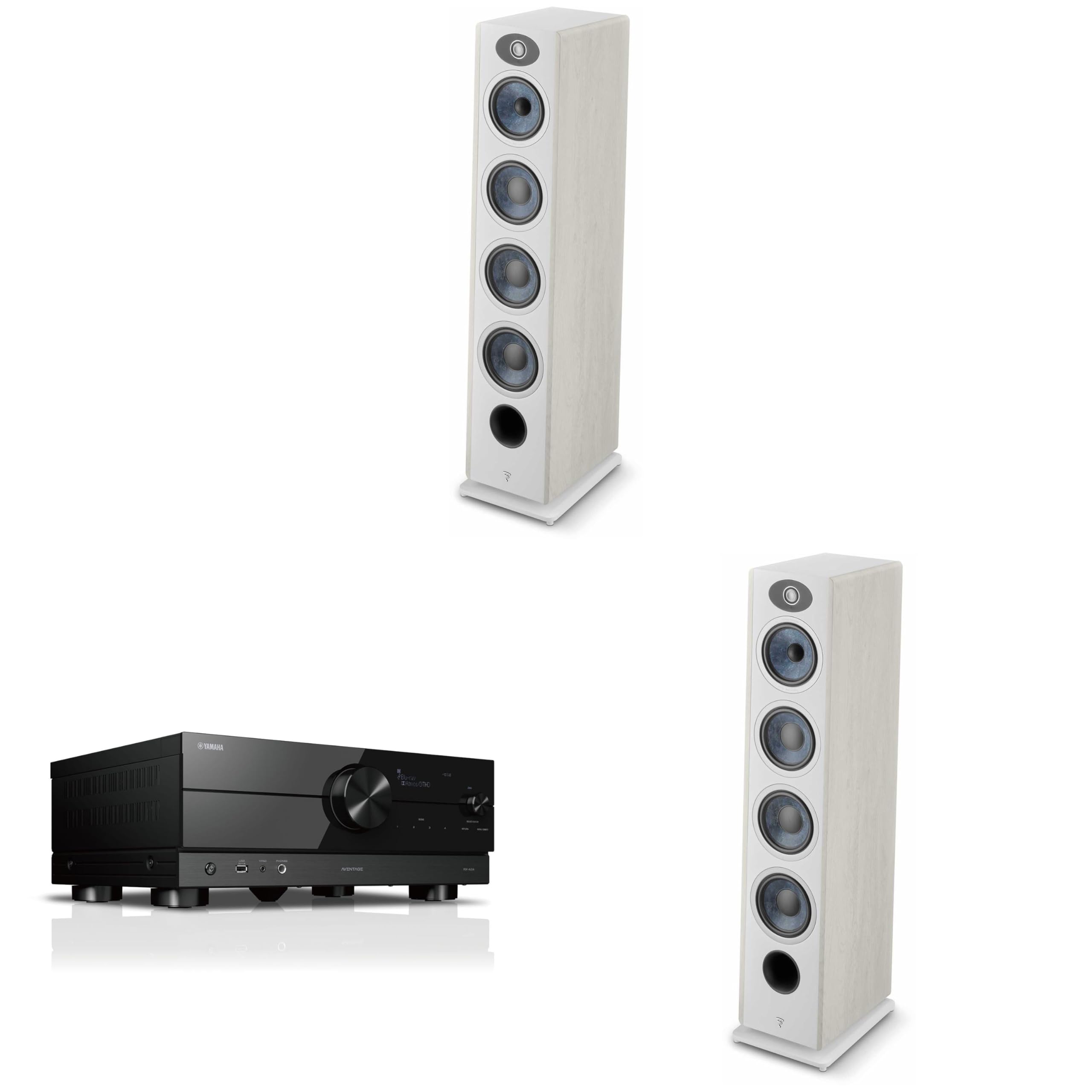 Focal Vestia No3 Light Wood 3-Way Speakers (2) + 7.2-Channel AV Receiver Bundle (RX-A2ABL)