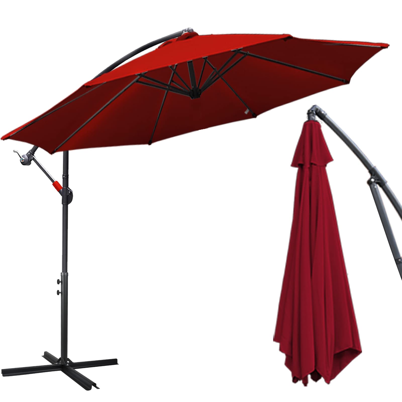 Daromigo Sombrilla de 300/350 cm con manivela | Sombrilla con soporte | Sombrilla de jardín, protección UV de aluminio | Sombrilla de mercado impermeable para jardín