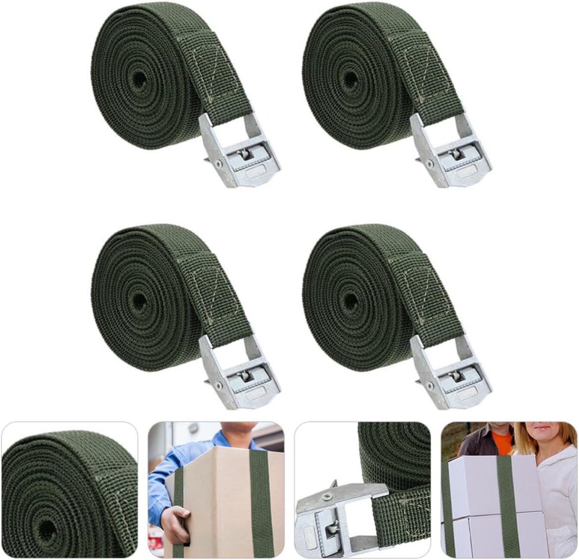 KICHOUSE 4pcs Premium Polyester Luggage Binding Belts Cargo Fixing Straps for Suitcases Travel, Heavy Duty Tie Down Straps to Secure and Firmly Fix Your Cargo