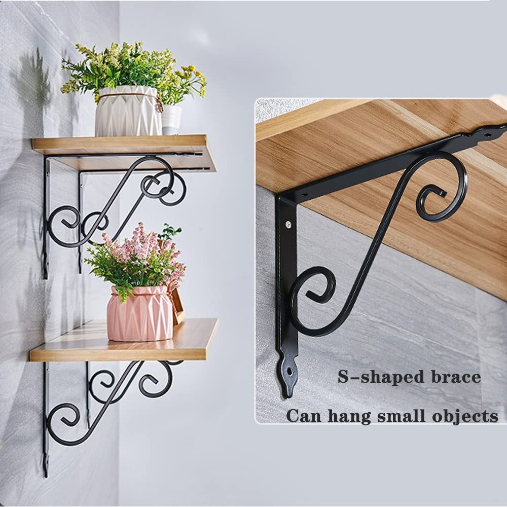 HJXGQJM Metall Regalträger - Regalkonsole for Die Wandmontage 2 Stück Schwarz, for Büro, Küche, Garten,Einstellbare Wandhalterung Regalträger Wandregalhalterung(290x240mm)