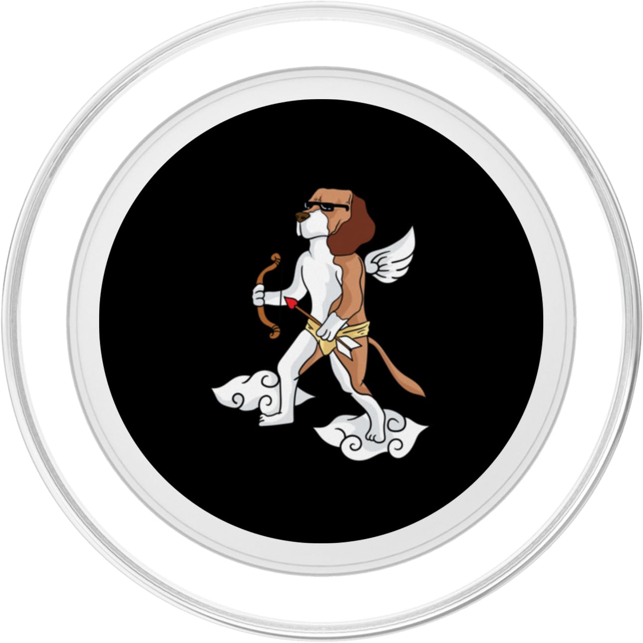 Cupid Beagle Dog Lovers Heart Dogs Puppy Valentines Day PopSockets PopGrip for MagSafe, Clear - Image 2
