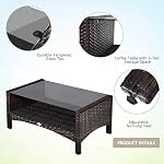 DORTALA Wicker Patio Furniture Set 4 Piece, Outdoor Rattan Table and Chairs with Tempered Glass Coffee Table, Loveseat, Cushions, Conversation Sofa Set for Balcony, Porch, Backyard, Deck, Brown
