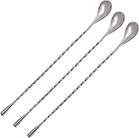 Vista 1 de Mini Skater 3 palitos Swizzle de acero inoxidable plateado de 11.8 pulgadas de mango largo, cucharas de cóctel en espiral, agitadores de café