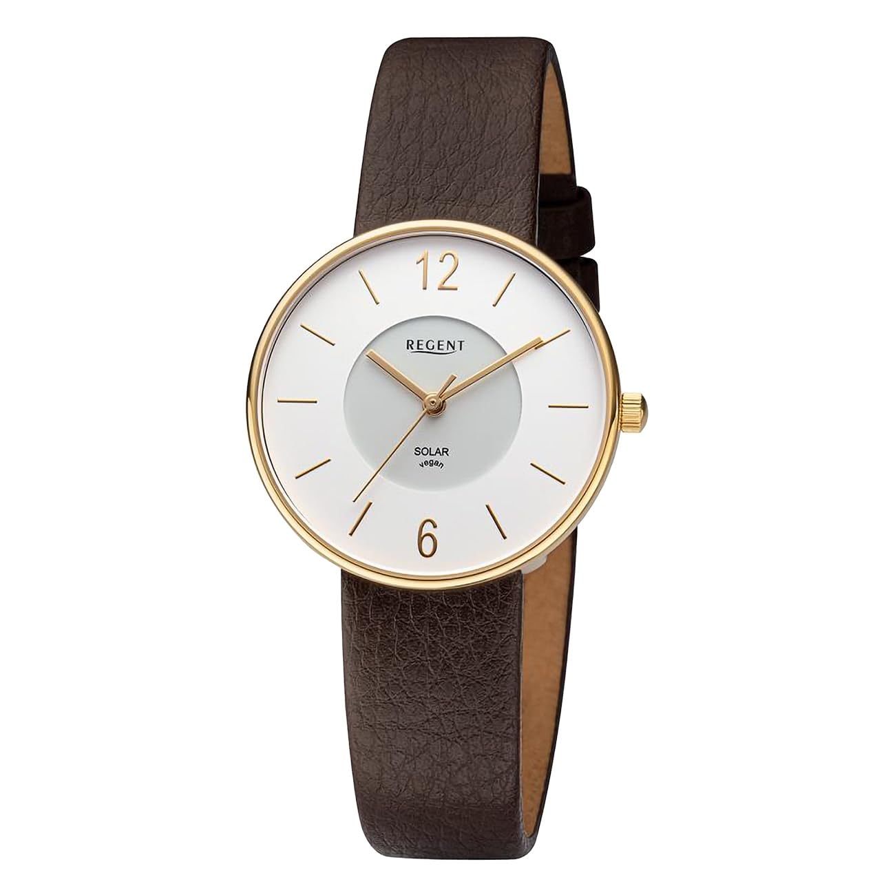 REGENT Damen-Uhren Analog Solar One Size Dunkelbraun 32020783