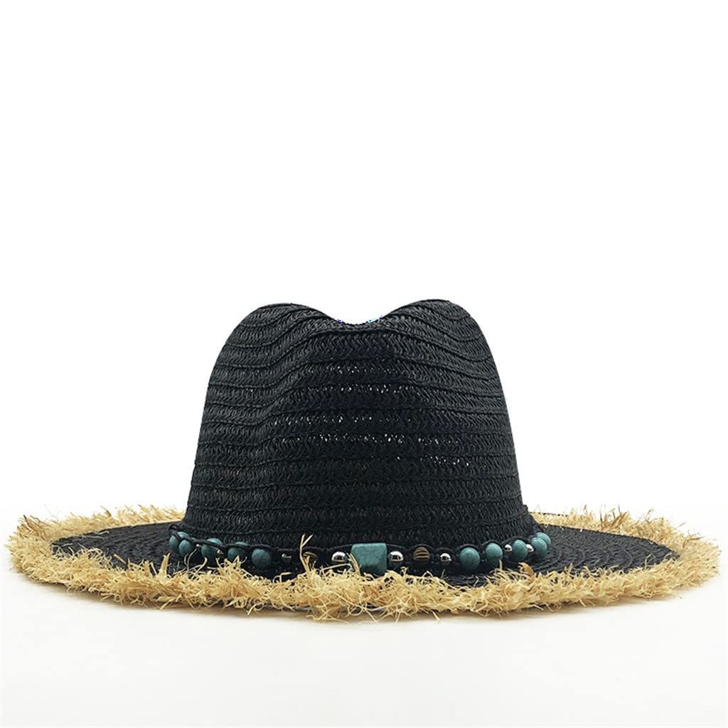 ZJDYDY ZJDYDY Sombreros para el Sol de Verano para Mujeres, Hombres, Sombrero de Panamá, Sombrero de Playa de Paja, protección Solar, Gorra de Viaje (Color : C, Size : 55-58cm)