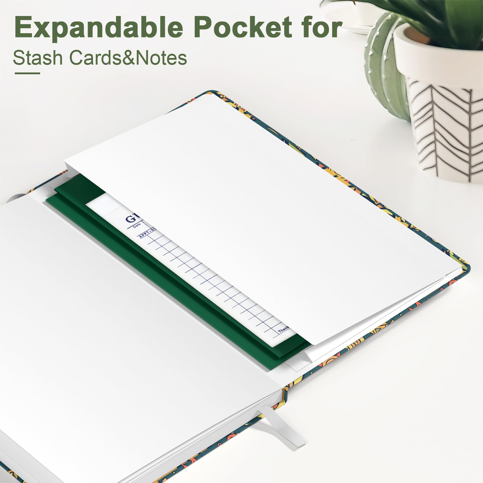 Hnogri Lined Journal Notebook, Hardcover Journal for Women 160 Pages Thick Paper, Medium 5.7 x 8.4 in - Image 4