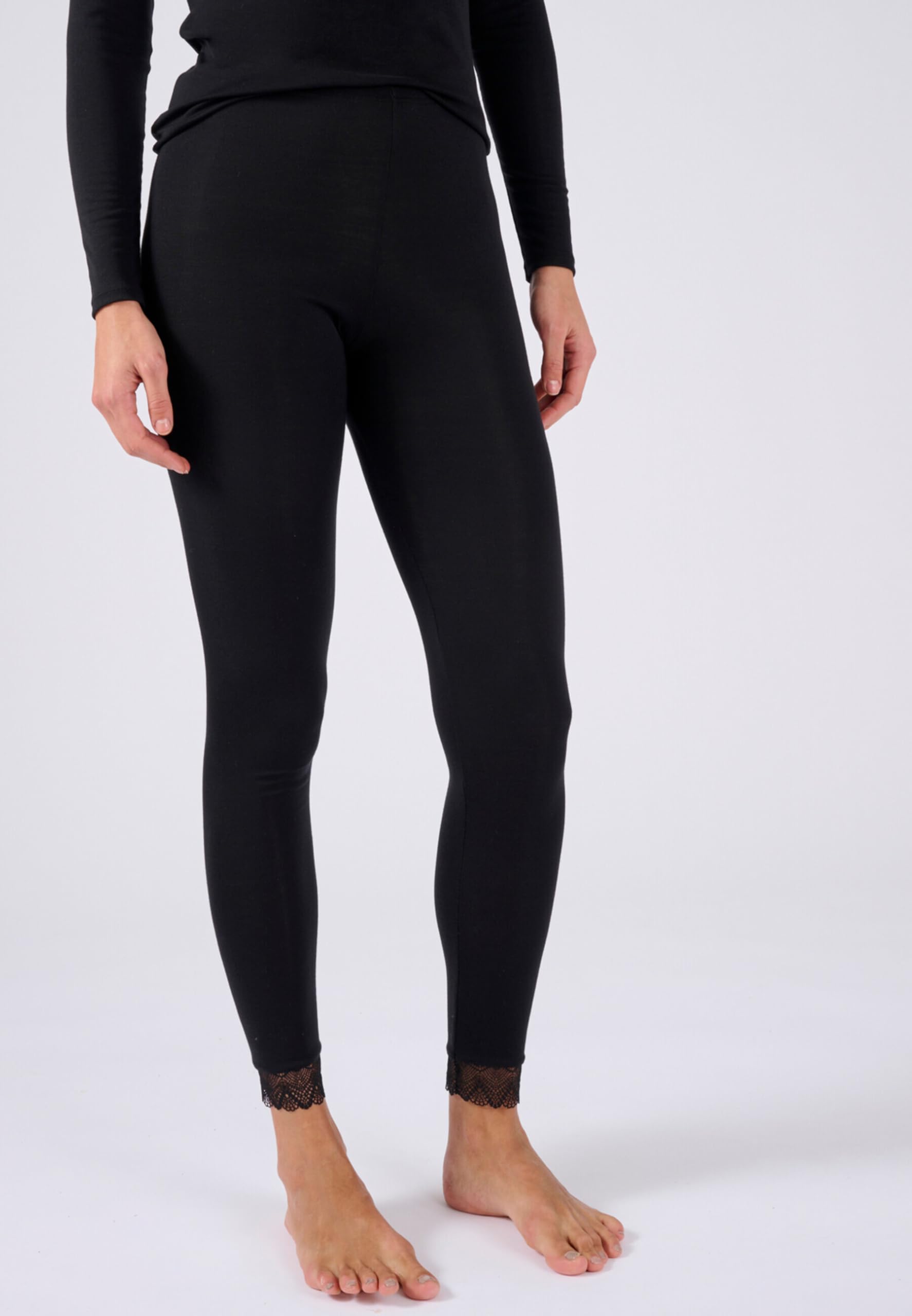 Damart Legging Long Dentelle Thermolactyl Femme Noir