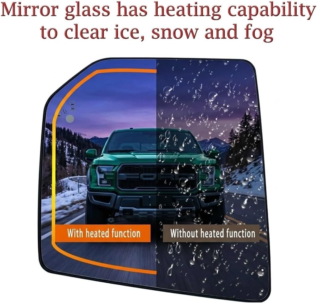 Driver Side Mirror Glass For 2015 2016 2017 2018 2019 2020 Ford F150 F-150 Pickup Truck Left Door Mirrors Heated Blind Spot Detection BLIS FL3Z17K707AH JL3Z17K707B