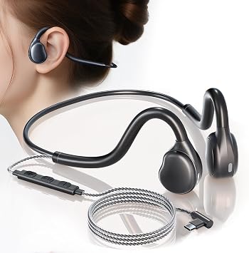 USB-C Wired Headphones,Open Ear Headphones with Mic, Plug in Headset with Premium Sound Type-C Headset Perfect for with Laptop, New iPhone 15 & 16, Samsung & Android Type C Phones- Black