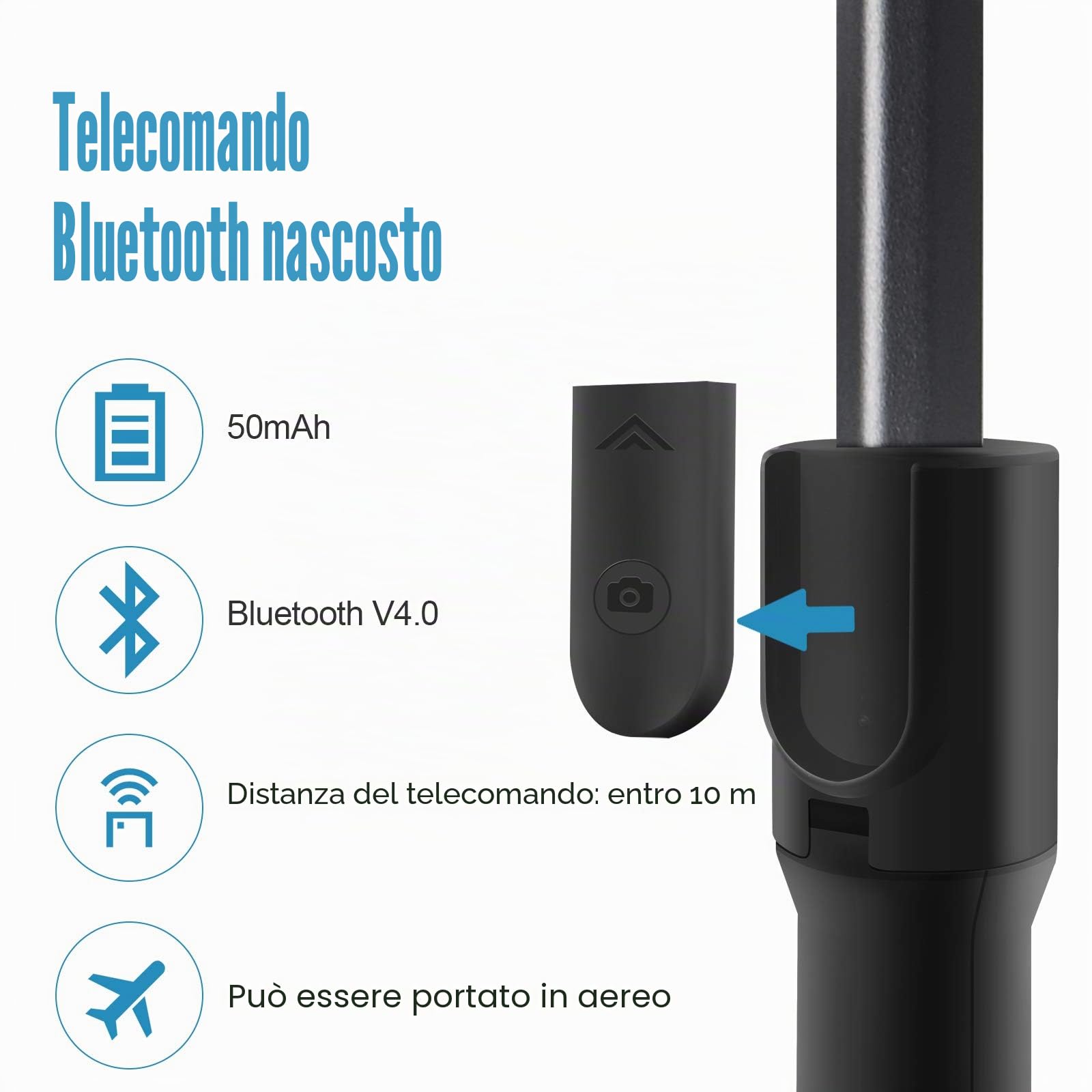Gimbal Stabilizzatore per Smartphone a 1 Asse Telefono Portatile con Telecomando Bluetooth 3-in-1 per Vlogging, Youtube, Video in Diretta, TikTok, Compatibile con iPhone/Android (HH5)