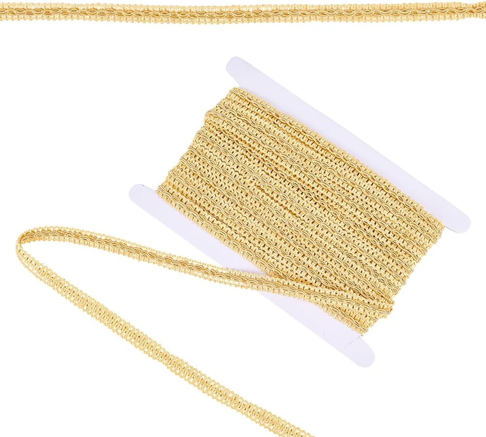 20 Yards Gold Gimp Braid Trim 3/8 Inch Sewing Braid Fabric Trim Handmade Elegant Decorative Woven Trims for DIY Crafts Costume Making Upholstery Gift Packaging Wedding Festival Decor