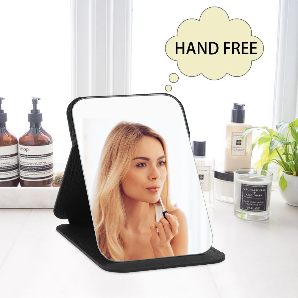 OSDUE Miroir Maquillage Pliable - Portable HD Cuir PU 16x11cm (Voyage/Table)