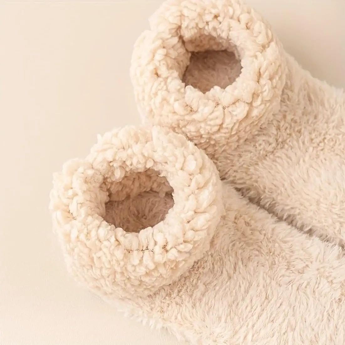 JAMBUVANTI 1Pair, Anti-Slip Winter Socks for Women – Thermal Fluffy Woolen Ankle Warmers, Cozy Bed & Lounge Socks, Ultra-Soft Warm Sleepwear, Solid Color Comfort Socks. 1
