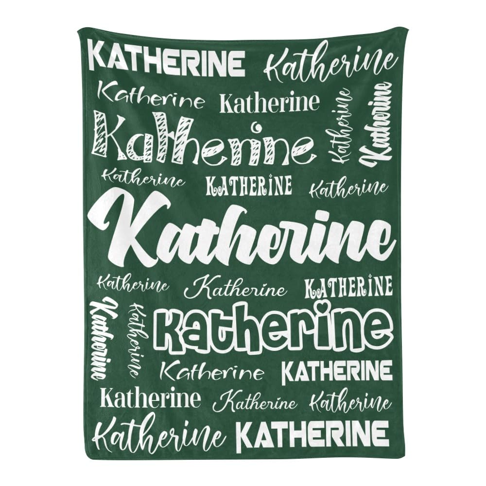 attentive Arts Personalized Blanket Custom Baby Blanket with Name Personalized Name Blanket for Adults Kids Family (Dark Green, 30 x 40)