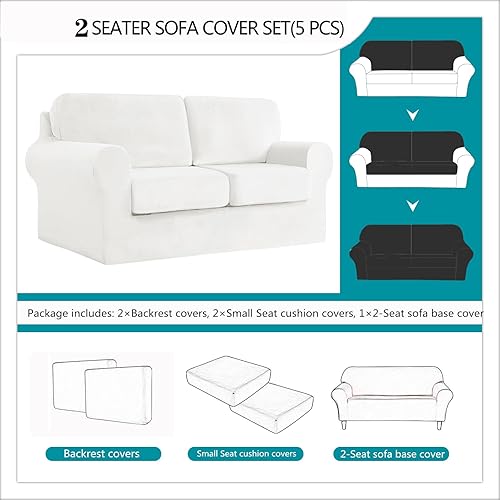 Miniatura 4 de Funda de sofá con fundas de cojín de asiento separadas y fundas de respaldo, fundas elásticas para sofá, fundas protectoras de terciopelo con estilo
