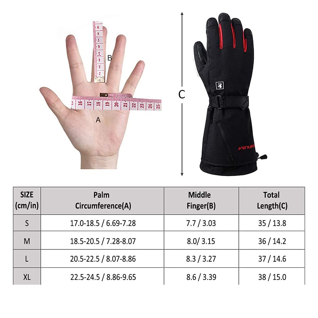 CHEWYNP Guantes calefactables de Piel de Cabra, para Hombres y Mujeres, 3000 MAh, Recargables, eléctricos, para Artritis, Calentadores de Manos, Guantes de esquí calefactables, Mitones, ni