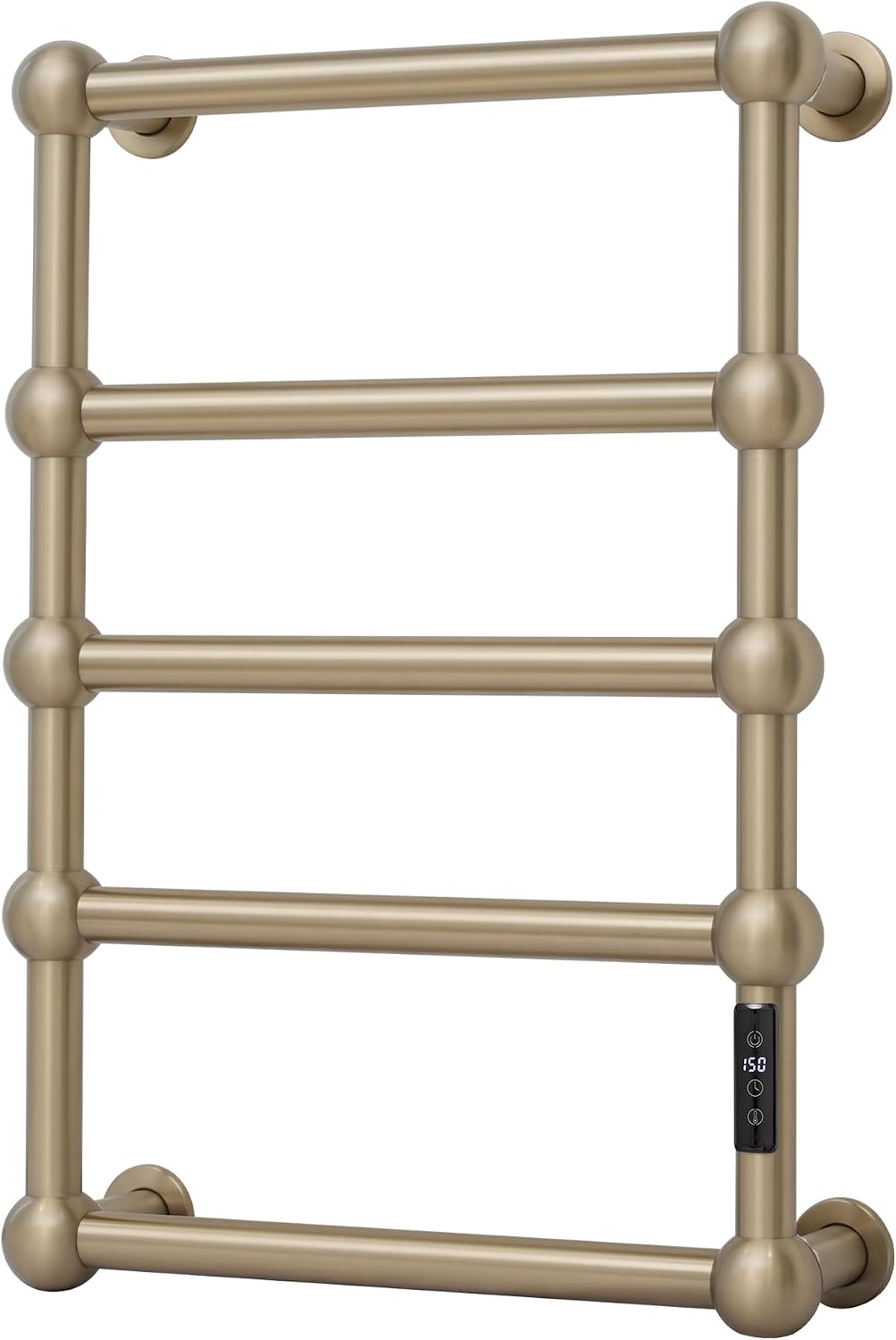 Electric Heated Towel Warmer Rack for Bathroom with Voice Control Alexa & Google Home,TUYA Wall-Mounted,Plug in,Stainless Steel,Brushed Brass,27.56 * 19.69 * 4.92 in,Sphere,Space Saving
