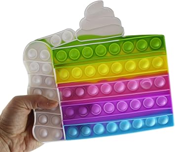 1 Large Birthday Cake Bubble Pop Fidget Toy - Silicone Push Poke Bubble Wrap Fidget Toy - Press Bubbles to Pop - Bubble Popper Sensory Stress Toy OT 1 Cake Popper
