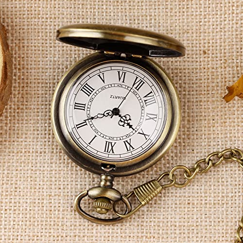 Image of Smooth Pocket Watch Alloy Steel Quartz Roman /Arabic Numerals with 37cm Chain for Father's Day Xmas Best Gifts