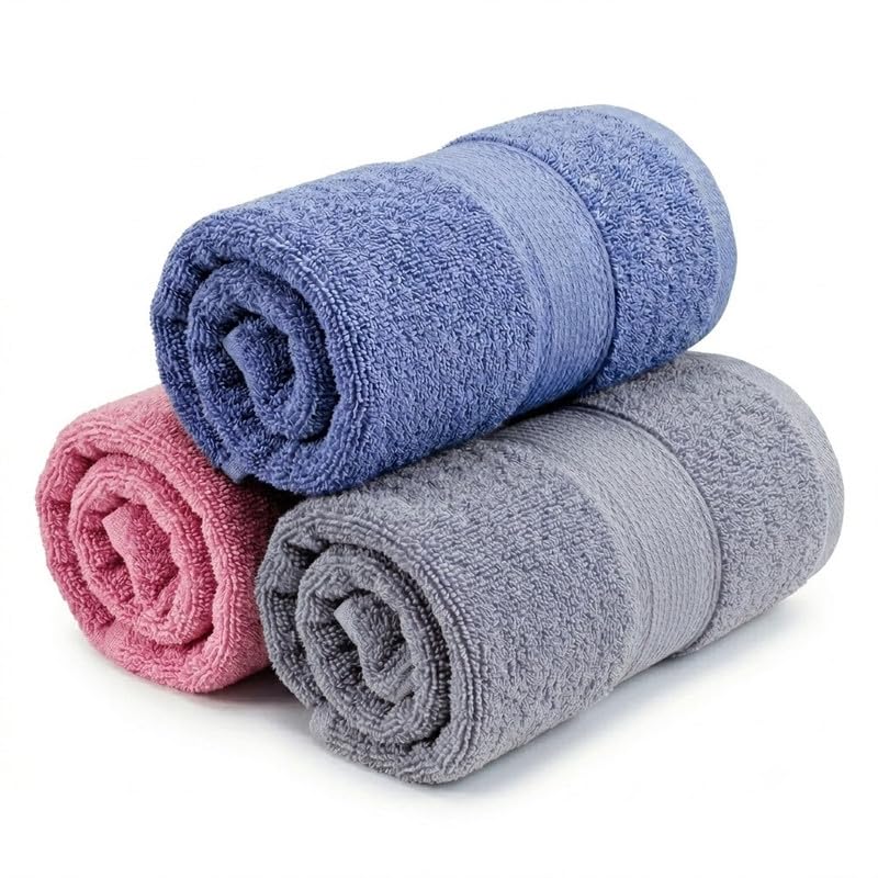 Image of TowelWala Hand Towel 550 GSM Soft Absorbent Quick Dry (Pink /Grey /Blue)