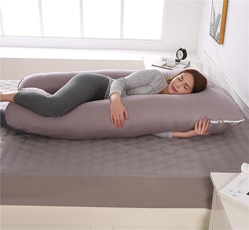 Miniatura 4 de ecico Almohada de embarazo, almohada de cuerpo completo en forma de U, funda de enfriamiento gris, almohada de embarazo para dormir, almohada