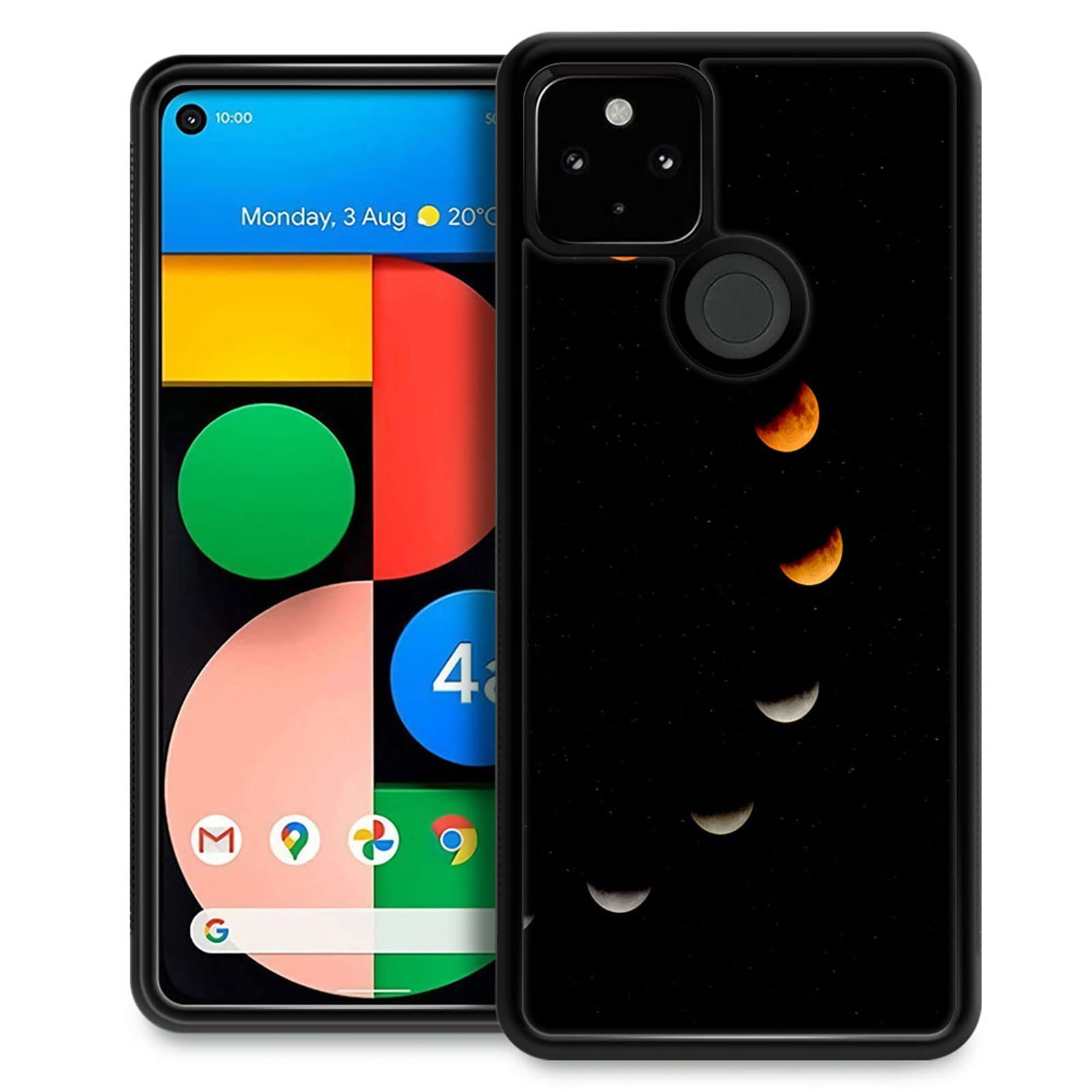 CARLOCA Compatible with Google Pixel 5 Case,Moon Phase Cycle Identity Graphic Design Shockproof Anti-Scratch Hard Acrylic Case for Google Pixel 5