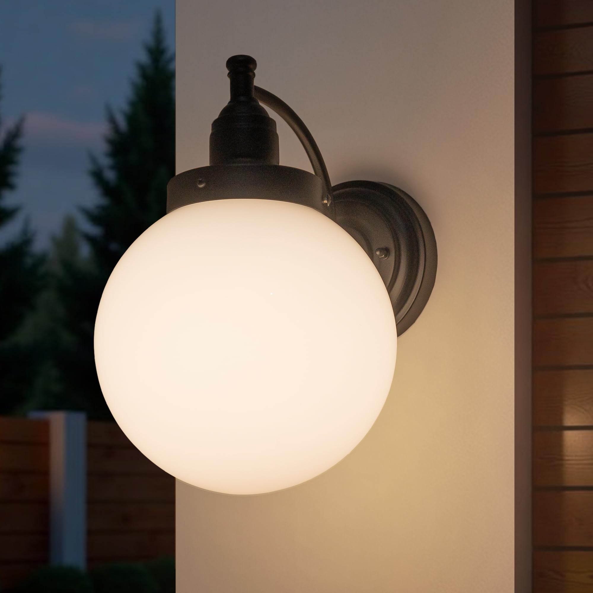 FTL Wandlampe Aussen Glaskugel, Industrial Außenwandleuchten, E27 Gartenwandleuchte, Ausenbeleutung Hauswand, Retro Außen Laterne Wandleuchte für Eingangstür, Garage, Terrasse, IP44 Wasserdicht