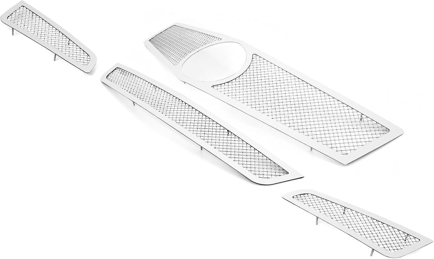 APS Compatible with Cadillac ATS 2013-2014 Logo Show Main Upper Fog Light Lower Bumper Stainless Steel Chrome Mesh Front Grill Grille Insert Combo A71311T