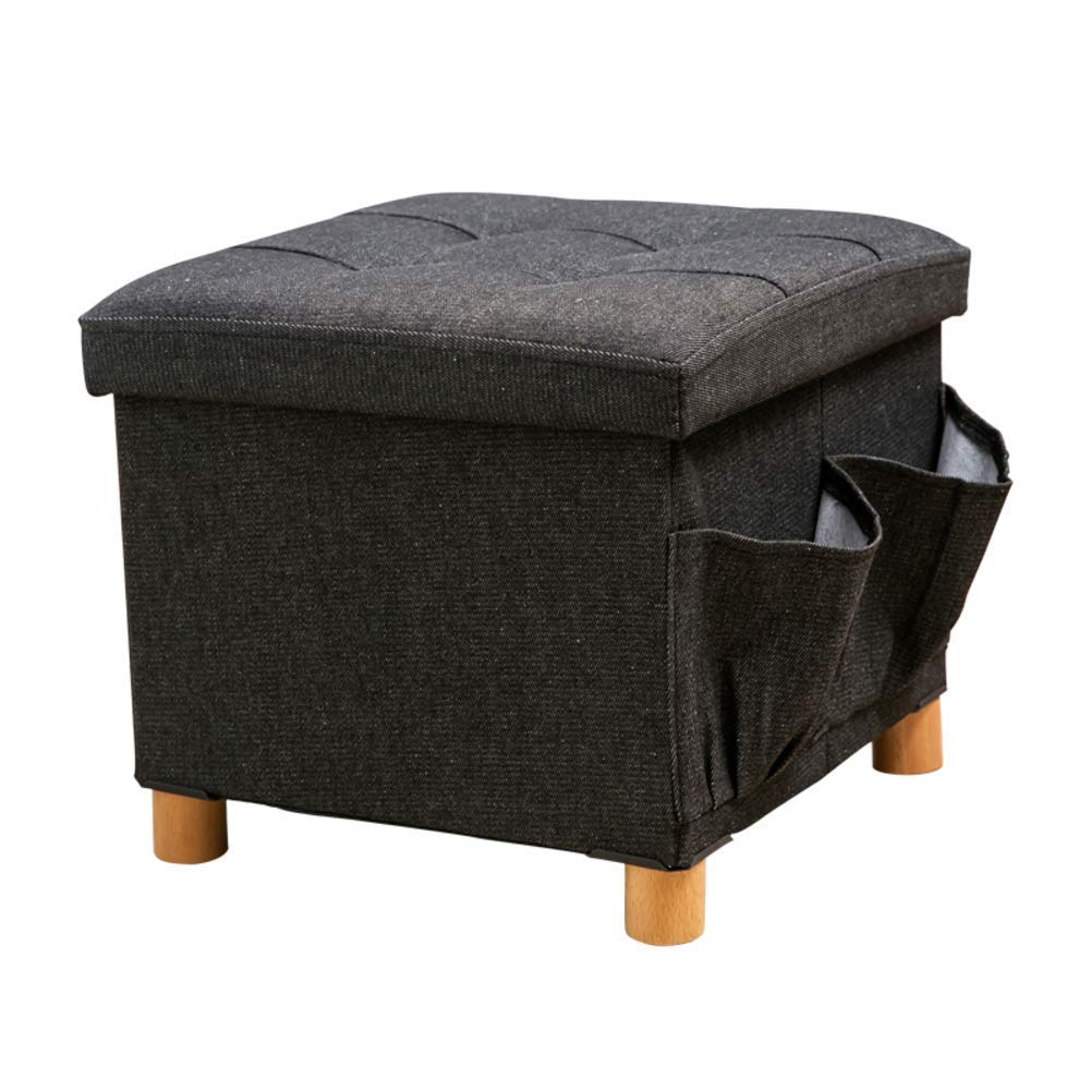 Table basse et pouf de rangement pliable noir pour petits espaces encombrés
