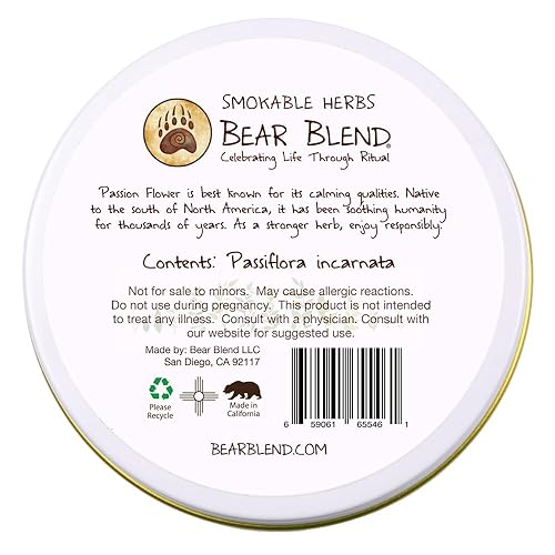 Miniatura 3 de Bear Blend Organics Hierbas fumables de flor de la pasiflora, passiflora incarnata, 0.42 oz