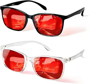 TIJN Sleep Glasses for 99.9% Blue Green Light Blocking Dual AR Coatings Red Lens for Computer Gaming Reduce Eyestrain, TR90