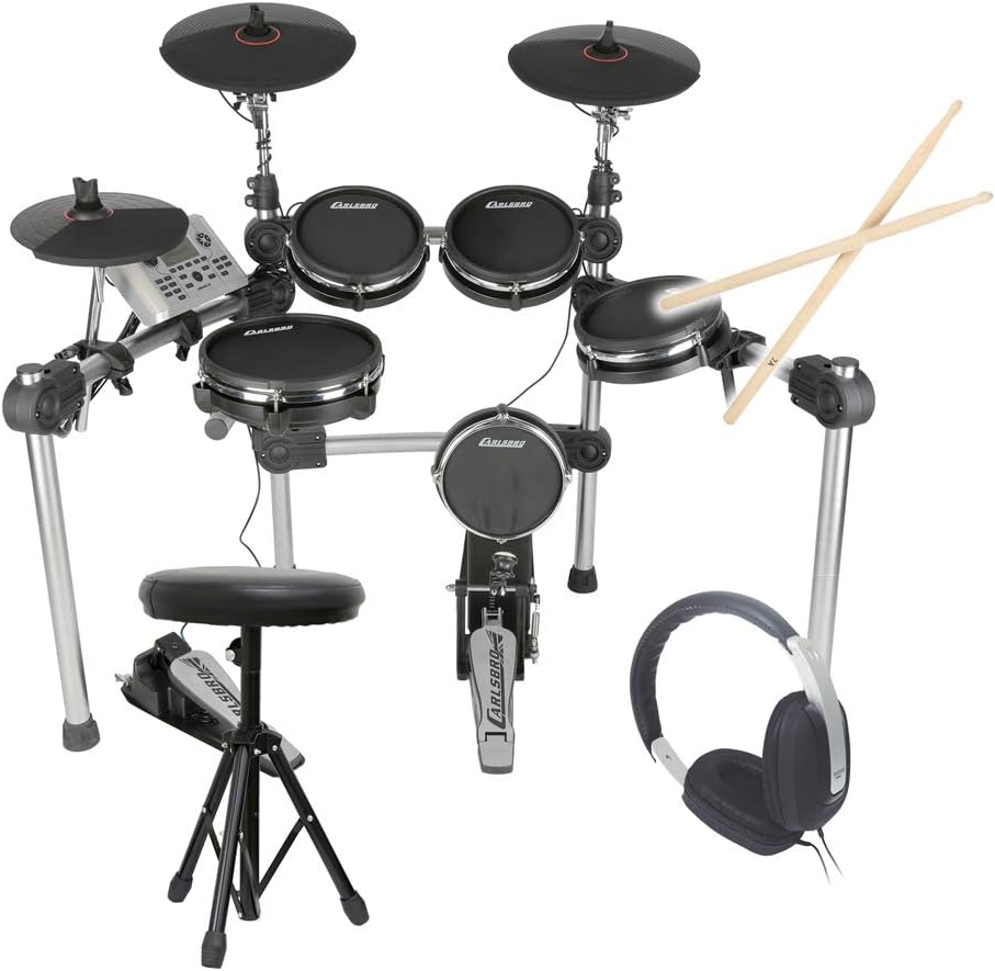 Carlsbro CSD500 Electronic MESH Drum Kit 5 Piece MIDI Sticks, Headphones, Stool