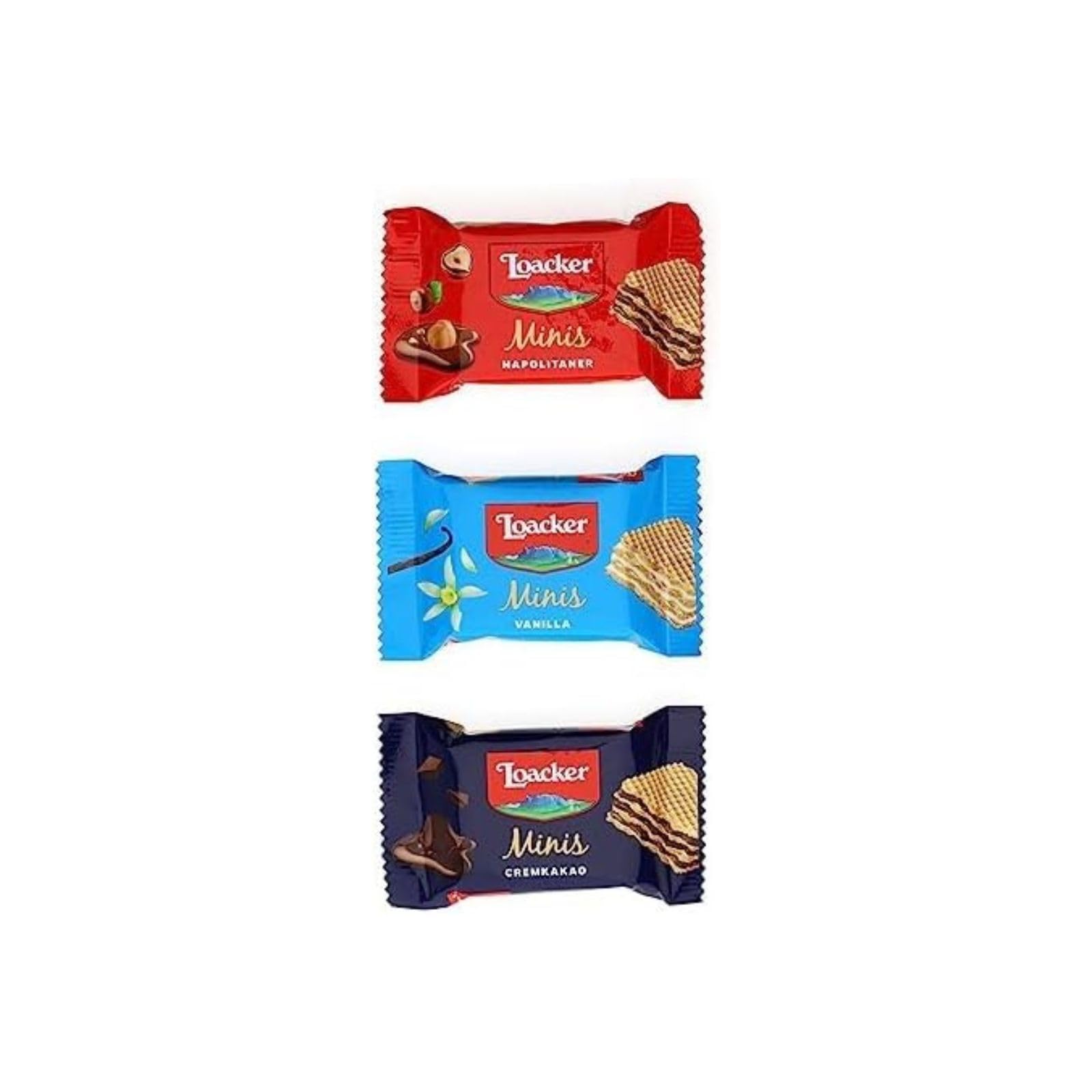 Loacker Party Pack XL, Mix di Mini Wafer Classic con Crema al Cioccolato, Nocciola e Vaniglia, 3 Varietà in 80 monoporzioni Minis, Confezione Convenienza da 800g