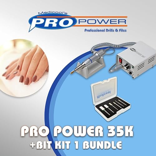Miniatura 2 de Medicool Pro Power 35k Archivo eléctrico 35,000 RPM Sistema de archivo profesional con kit de brocas de manicura y pedicura 1 paquete