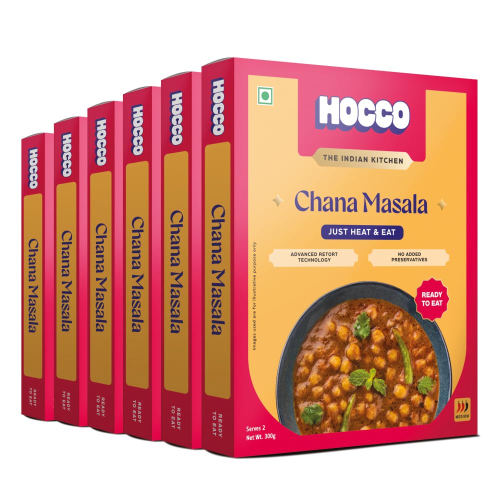 HOCCO Chana Masala Sabji Ready To Eat Pack Of 6 | Just Heat & Eat | Ready Indian Food | No Added Preservative & Colours | Meal Ready In 5 Minutes | Microwaveable_Serves 2 (300gm) (B0C7ZMX41Q) Amazon Price History, Amazon Price Tracker