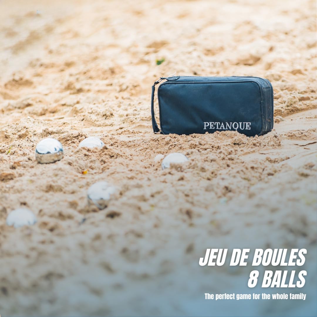 Engelhart Boules de Pétanque 8 Boules Sacoche Accessoires de Petanque - Boule Métal 74 mm 720 g - 2 Cochonnets Bois, Distance Mètre et Ramasse Boule Magnétique 2 à 4 Joueurs - Adulte Loisir 010203 | Jeu complet 8 boules pour 2 à 4 joueurs avec sacoche, co