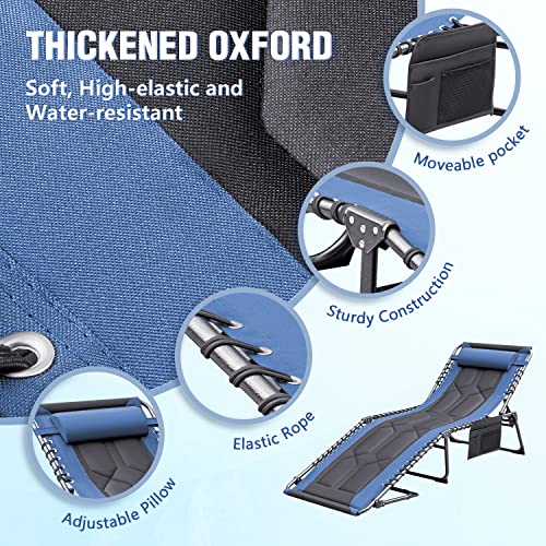 Devoko DDVC-23LS03 4-Fold Padded Portable Folding Outdoor Chaise Lounge Heavy Duty Reclining Chair With Pillow & Side Pocket For Patio thumb #5