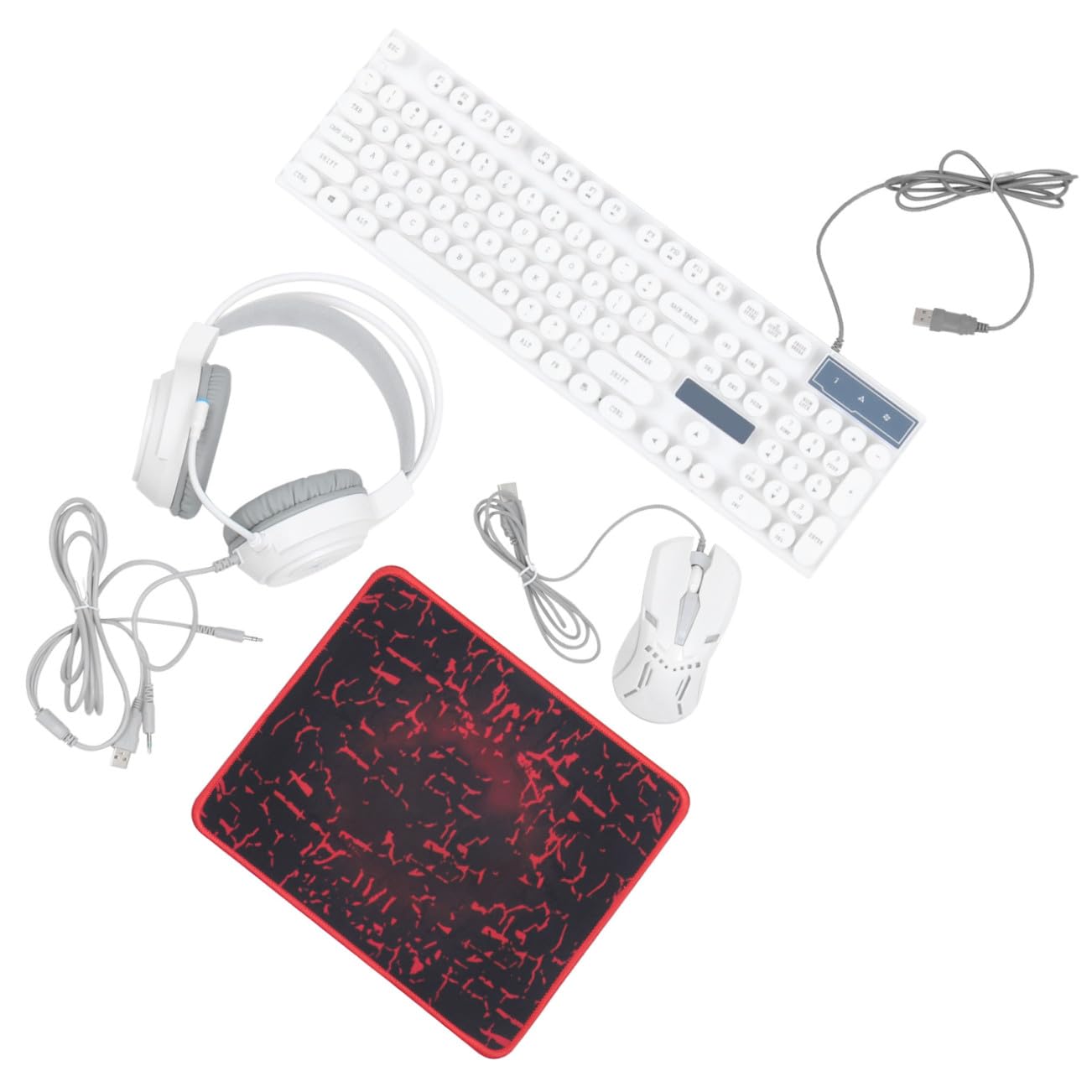 Didiseaon Tastiera Mouse Combo Ergonomico Tappetino e Cuffie Retroilluminata per Gioco Accessori per Computer da Ufficio Gioco