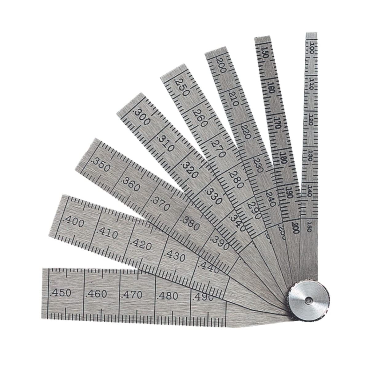 Starrett Tempered Steel Taper Gage with Locking Device - Ideal for Professionals and DIY Home Improvement - .100"-.500" Thickness, 2-1/2" Length, 8 Leaves - 269A