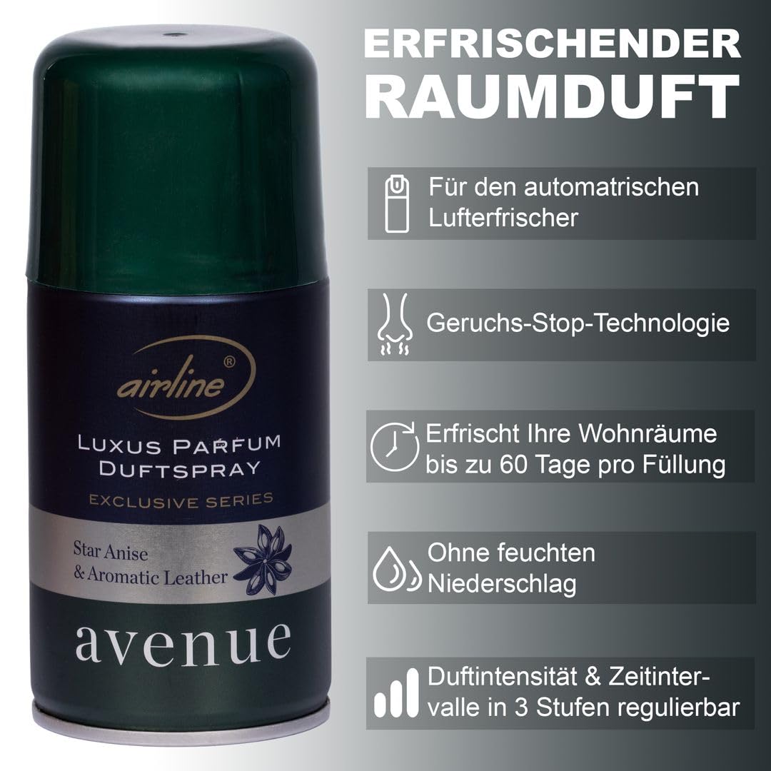 Laro Premium Airline Avenue Raumduftspray Vorteilspaket 6/12/24/48/96 st Nachfüller für automatische Duftspender 250ml, Anzahl:24, Duft:Avenue