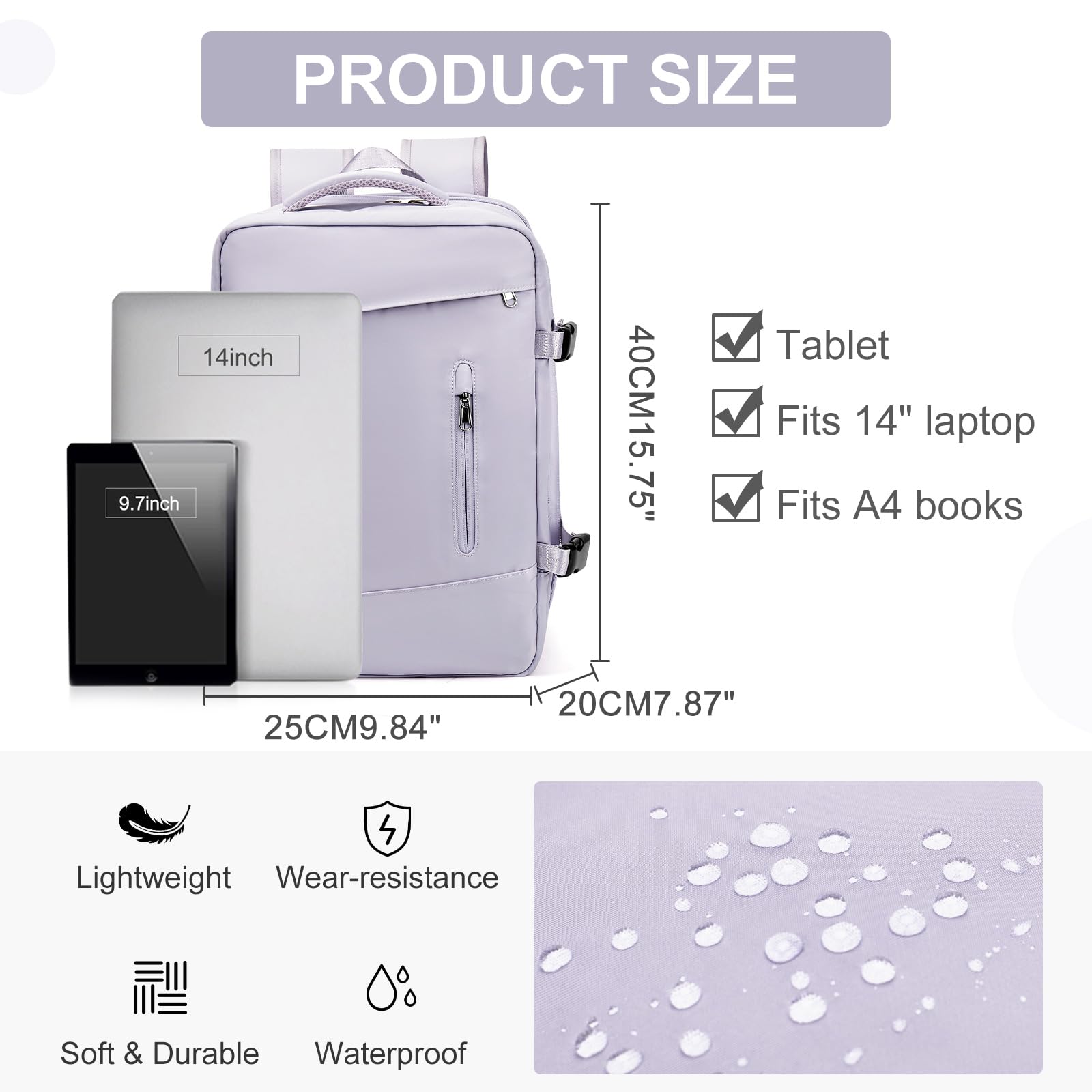 SZLX Borse da Cabina per Easyjet 45x36x20 Zaino da Viaggio aereo Bagaglio a Mano Zaino Ryanair 40x20x25 con porta USB zaino Borsa da Viaggio Impermeabile donna zaino per Computer Casual Daypack