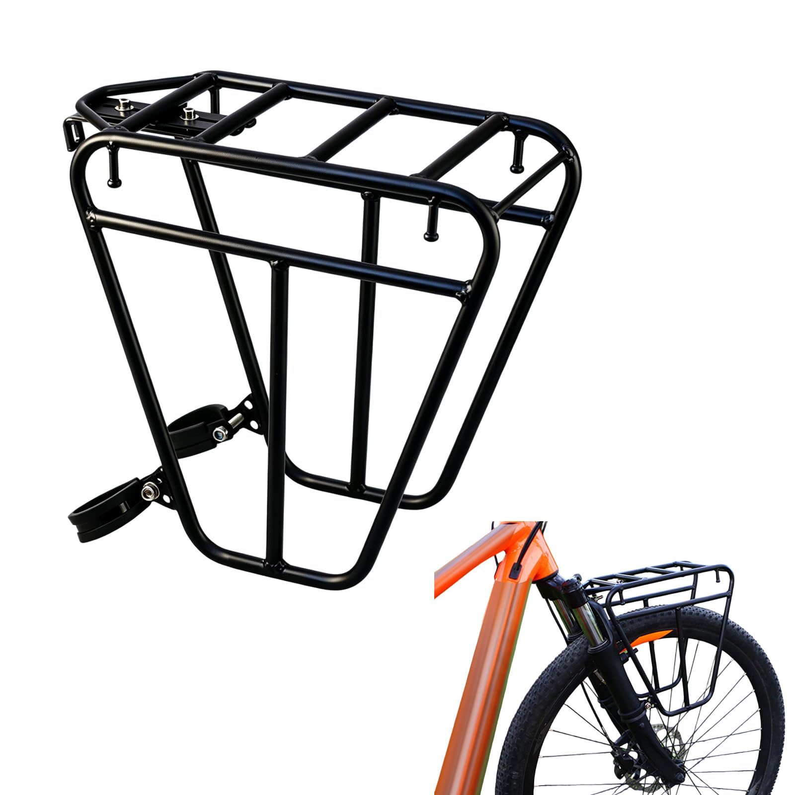 Fahrrad Vorderrad Gepäckträger aus Stahl, 25kg Tragfähigkeit, Vorderradgepäckträger für Touren, Fahrrad-Front Gepäckträger für Fahrräder,MTB, Citybike