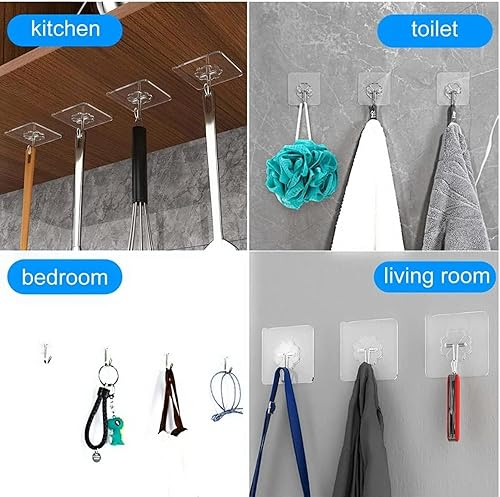 Miniatura 4 de Paquete de 24 ganchos adhesivos para colgar, resistentes, ganchos de pared para colgar, gancho de pared adhesivo, sin daños, impermeable, 33 libras