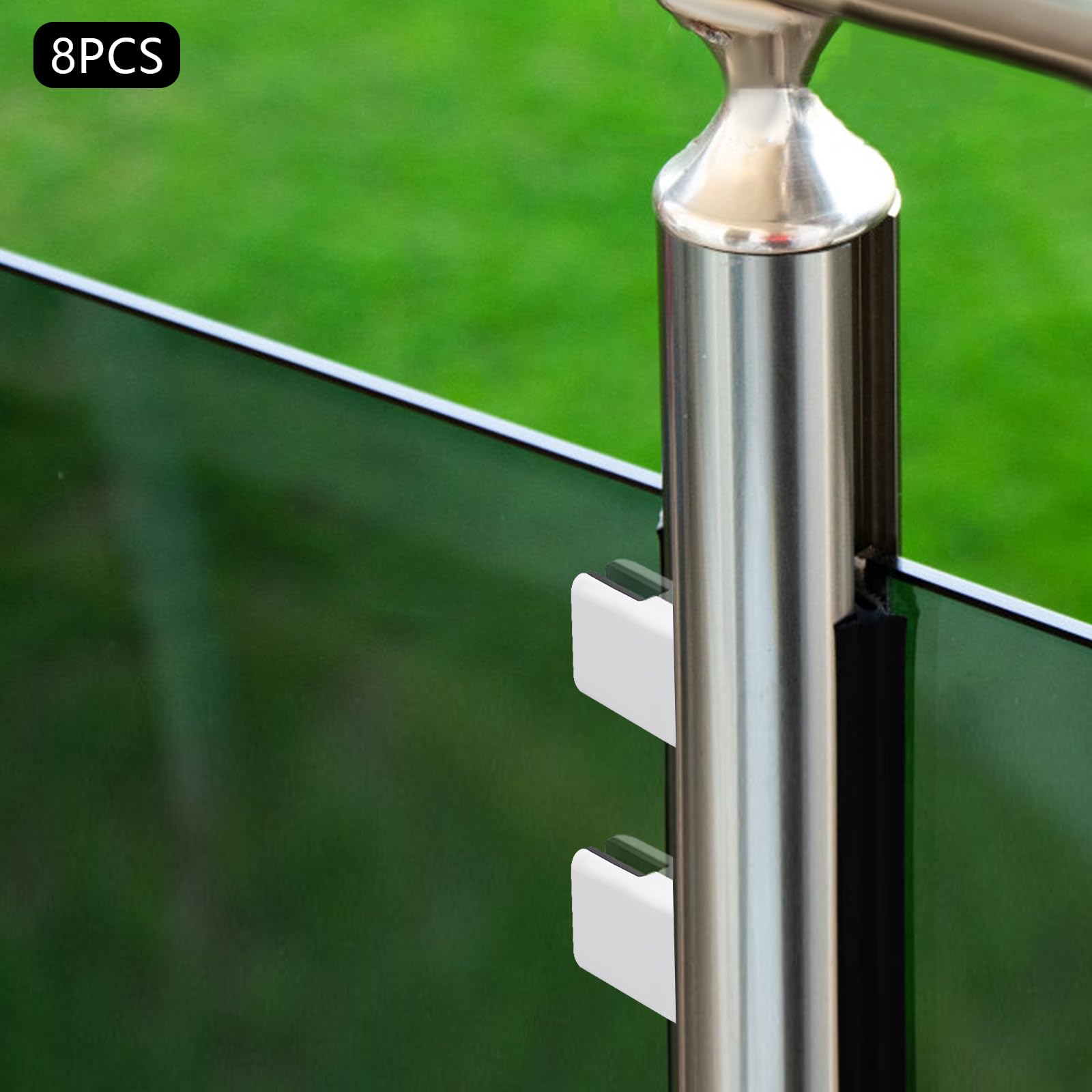 Square Glass Clamps, 8 Pieces, 304 Stainless Steel, Suitable for 8-10mm Glass, Removable, 1.7 * 0.9 * 1.9 In, Suitable for Connecting and Fixing Glass Laminates