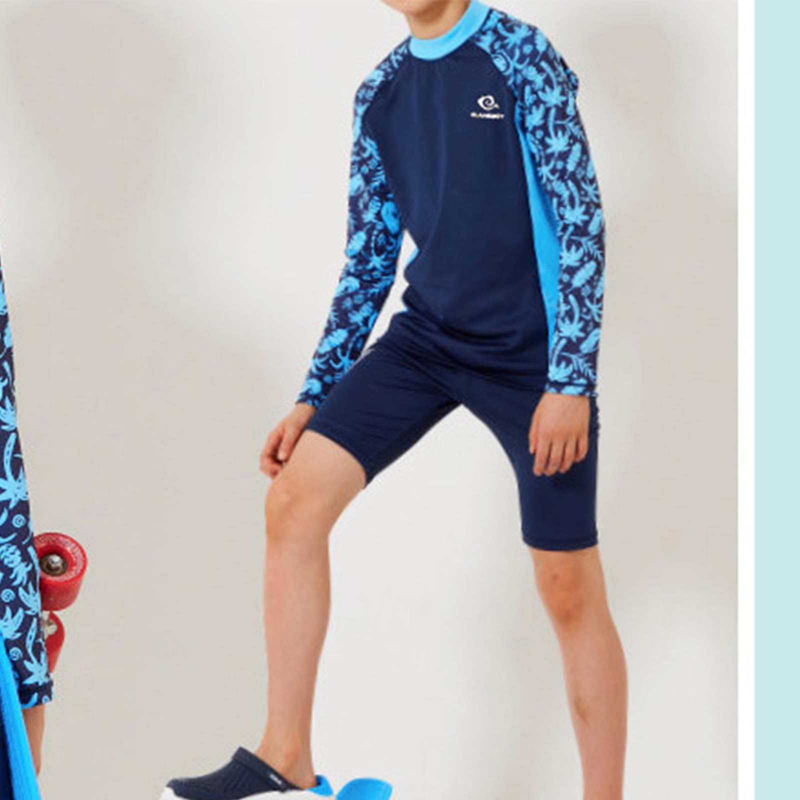 Traje de baño para niños con protector de erupción, 3 piezas, manga larga, trajes de baño de secado rápido con traje de baño