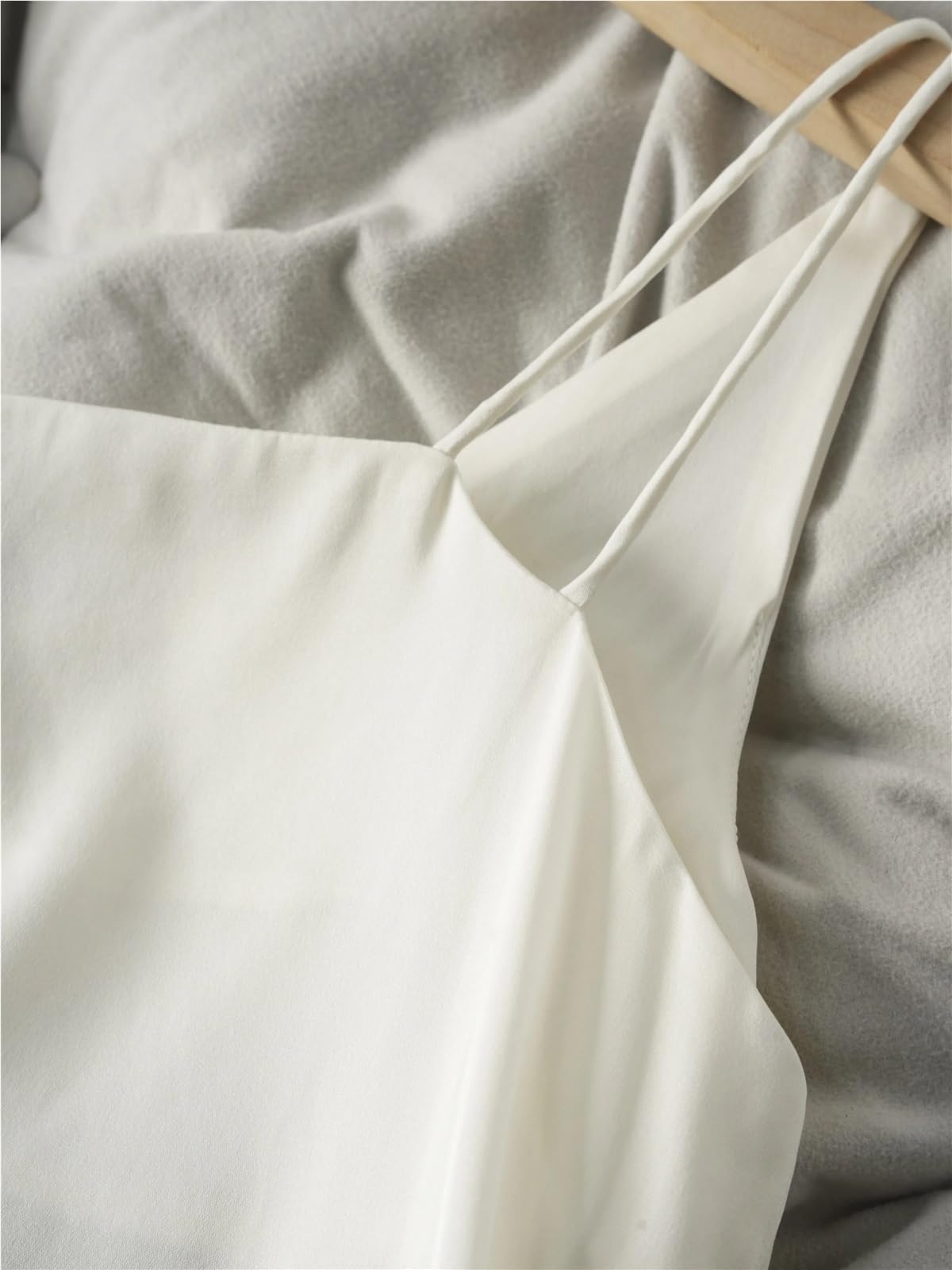 Camisola SóLida BáSica Chaleco Informal for Mujer de satén elástico Seda Morera Natural, versátil, con Cuello en V y Color Liso para Niña Camisola